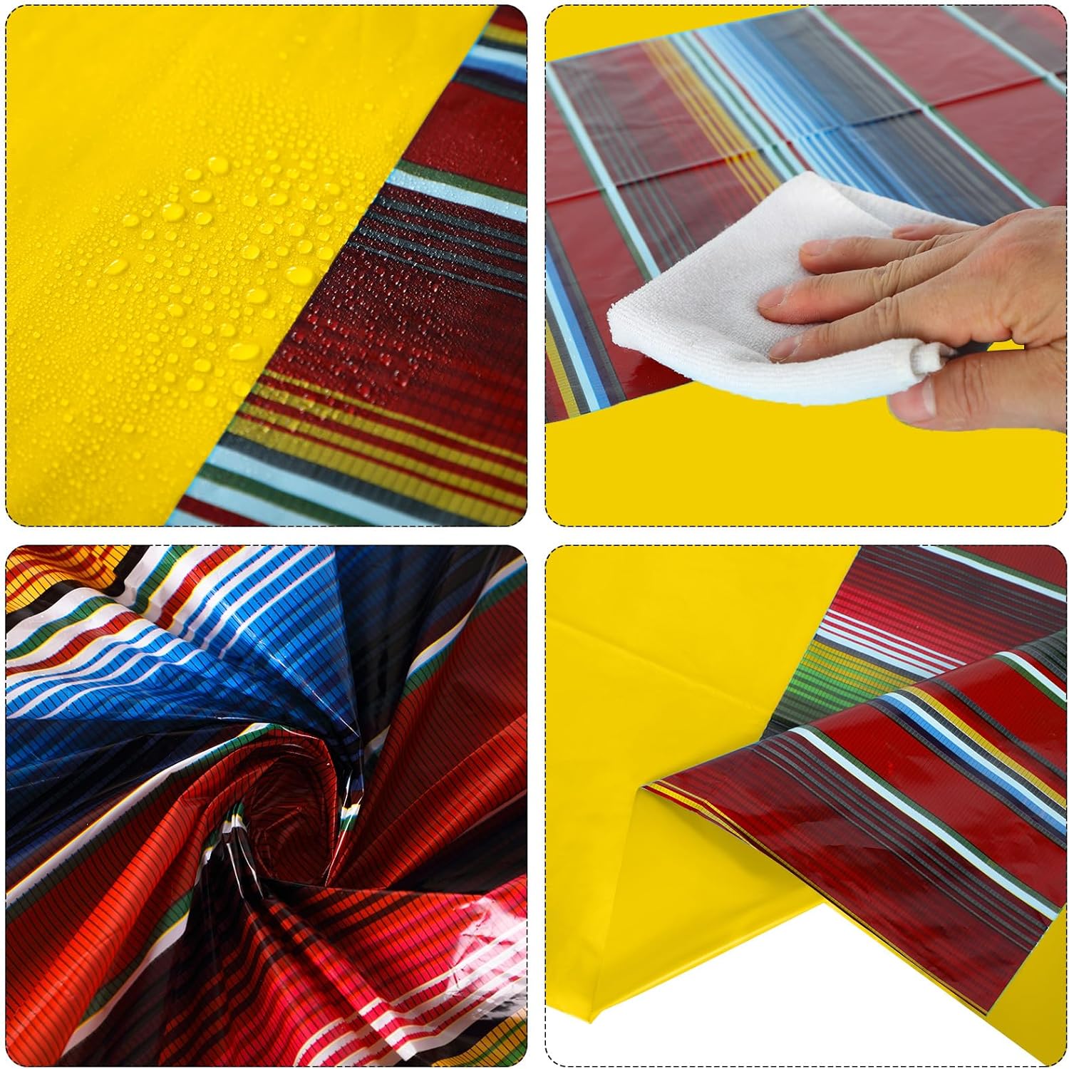 Oudain 12 Pcs Mexican Striped Tablecloth 108x54 Inch Waterproof Fiesta Cover