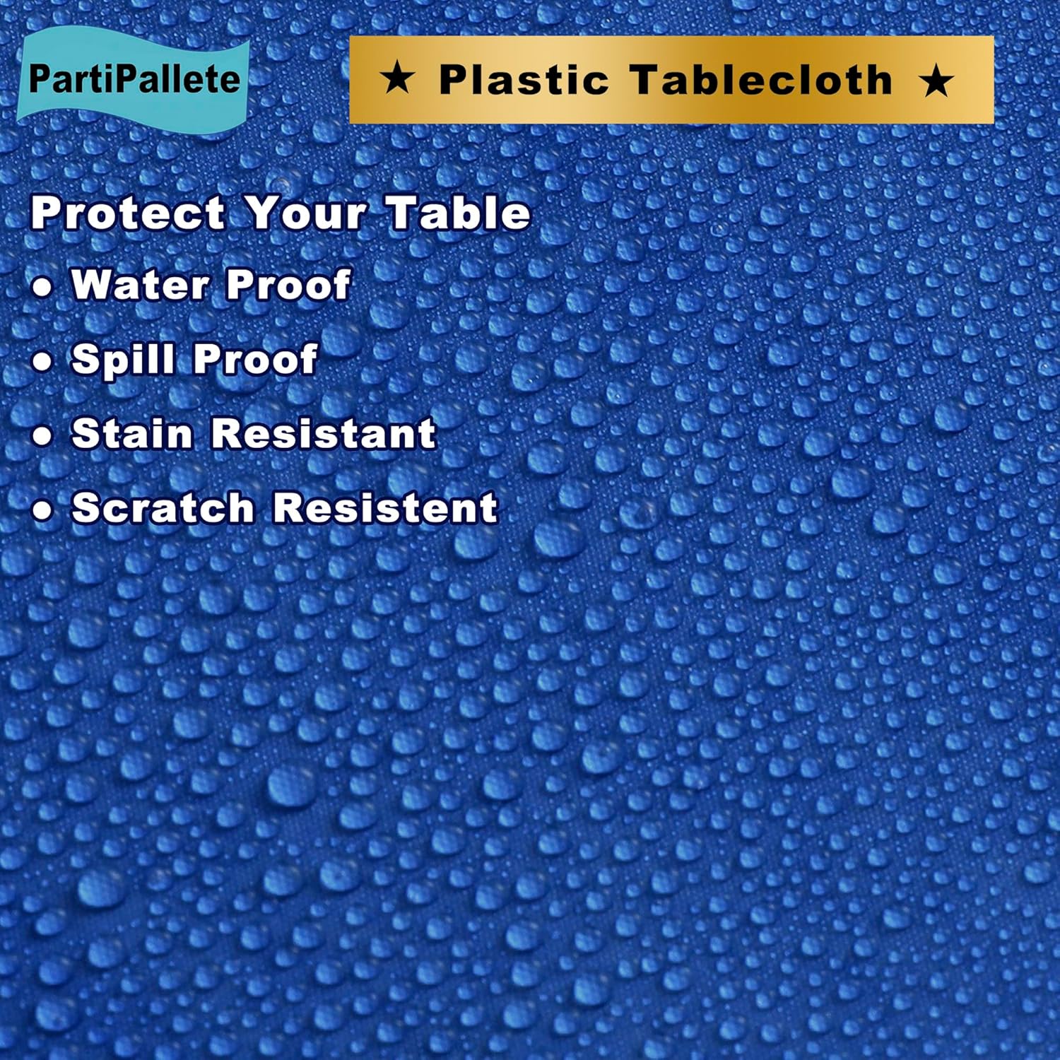 3-Pack Premium Plastic Royal Blue Tablecloths 54x108 Rectangle for Parties