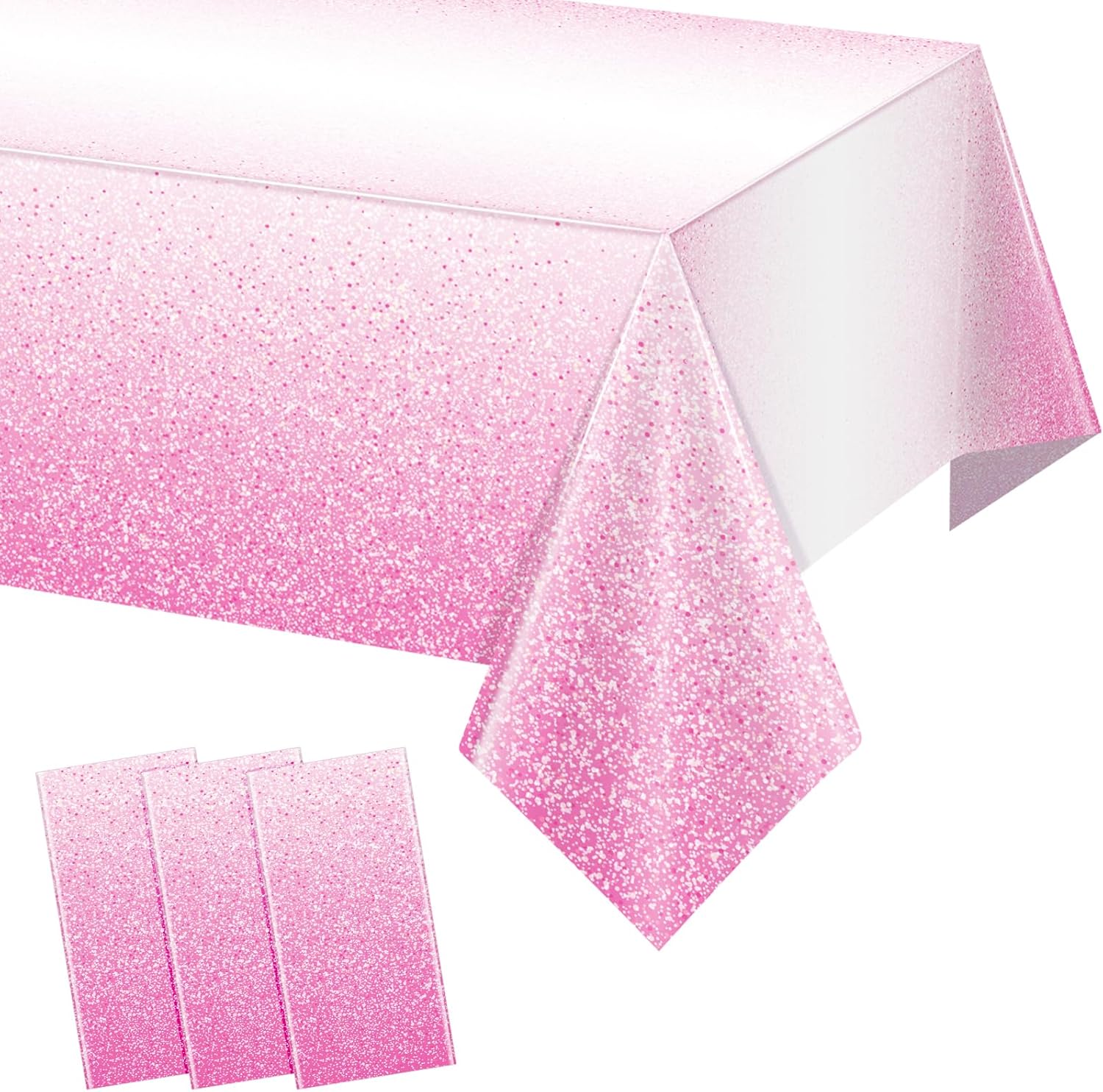 FunnyPars 3 Pack Ombre Pink Tablecloths for Parties