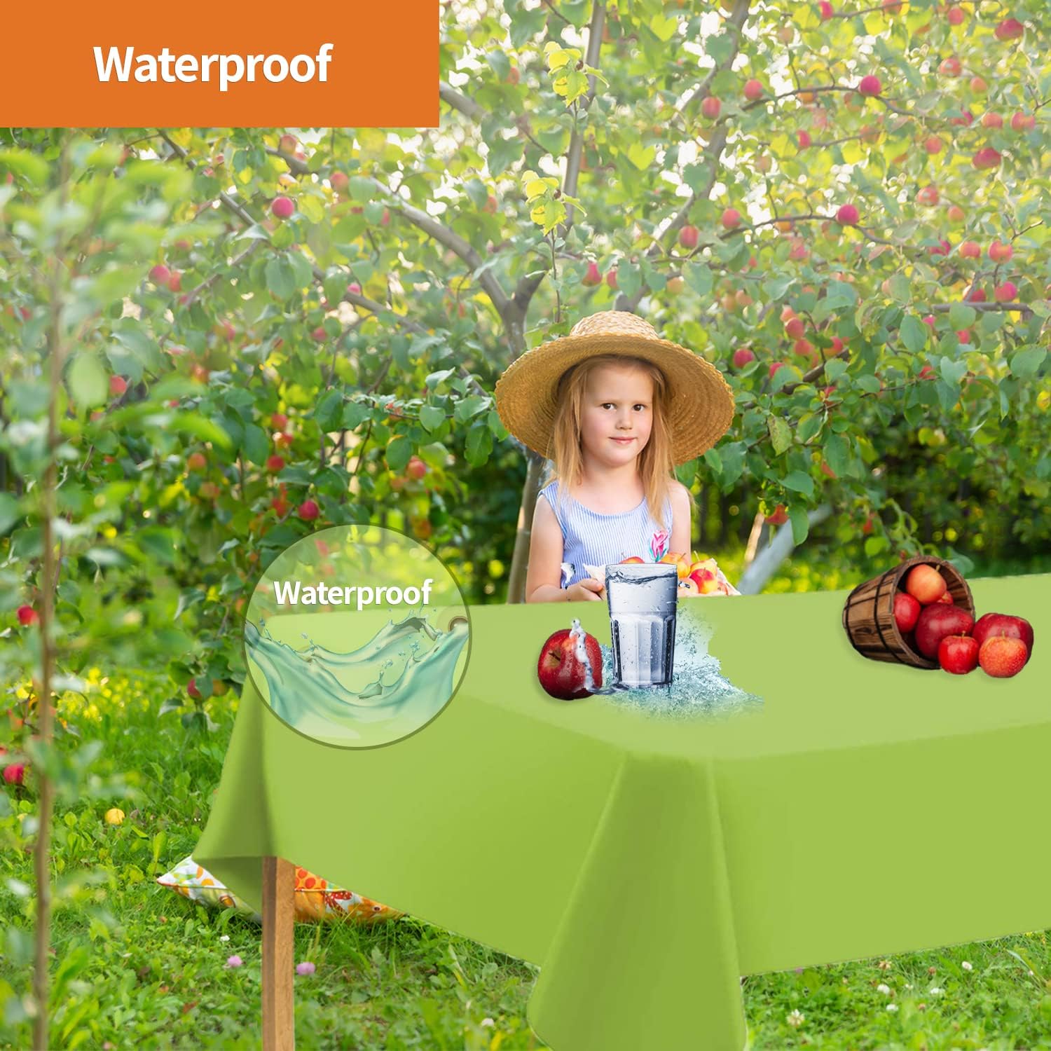 Lime Green Disposable Tablecloth for Rectangle Tables 12 Pack