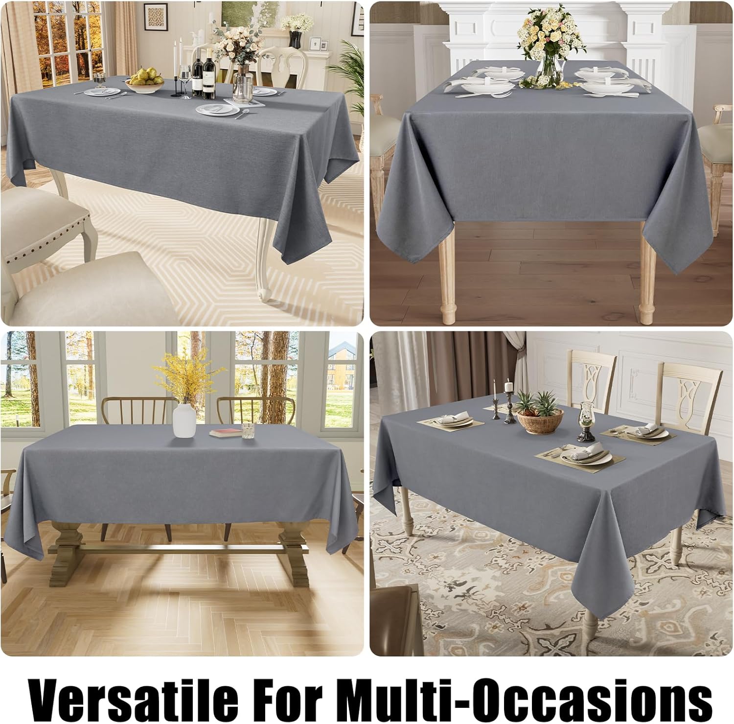 Smiry Waterproof Linen Tablecloth 60x84 Grey