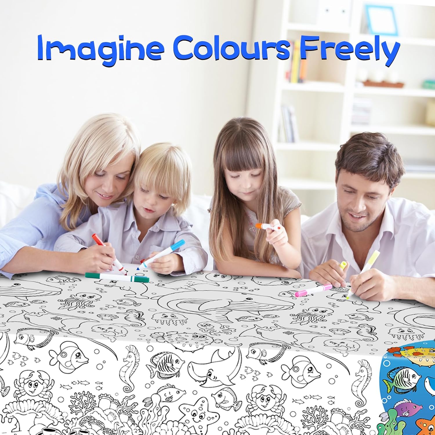 Ocean-Themed Giant Tablecloth for Kids 54x108 Inch