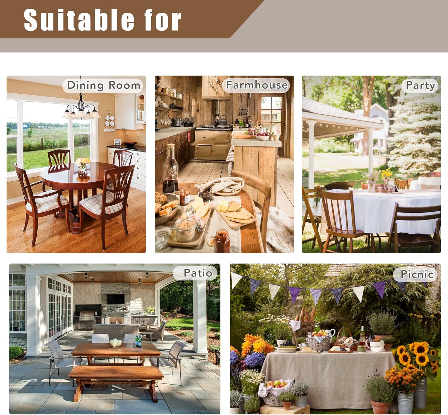 Fitable Nature Faux Linen Tablecloths 2 Pack Neutral 60x84 Inch