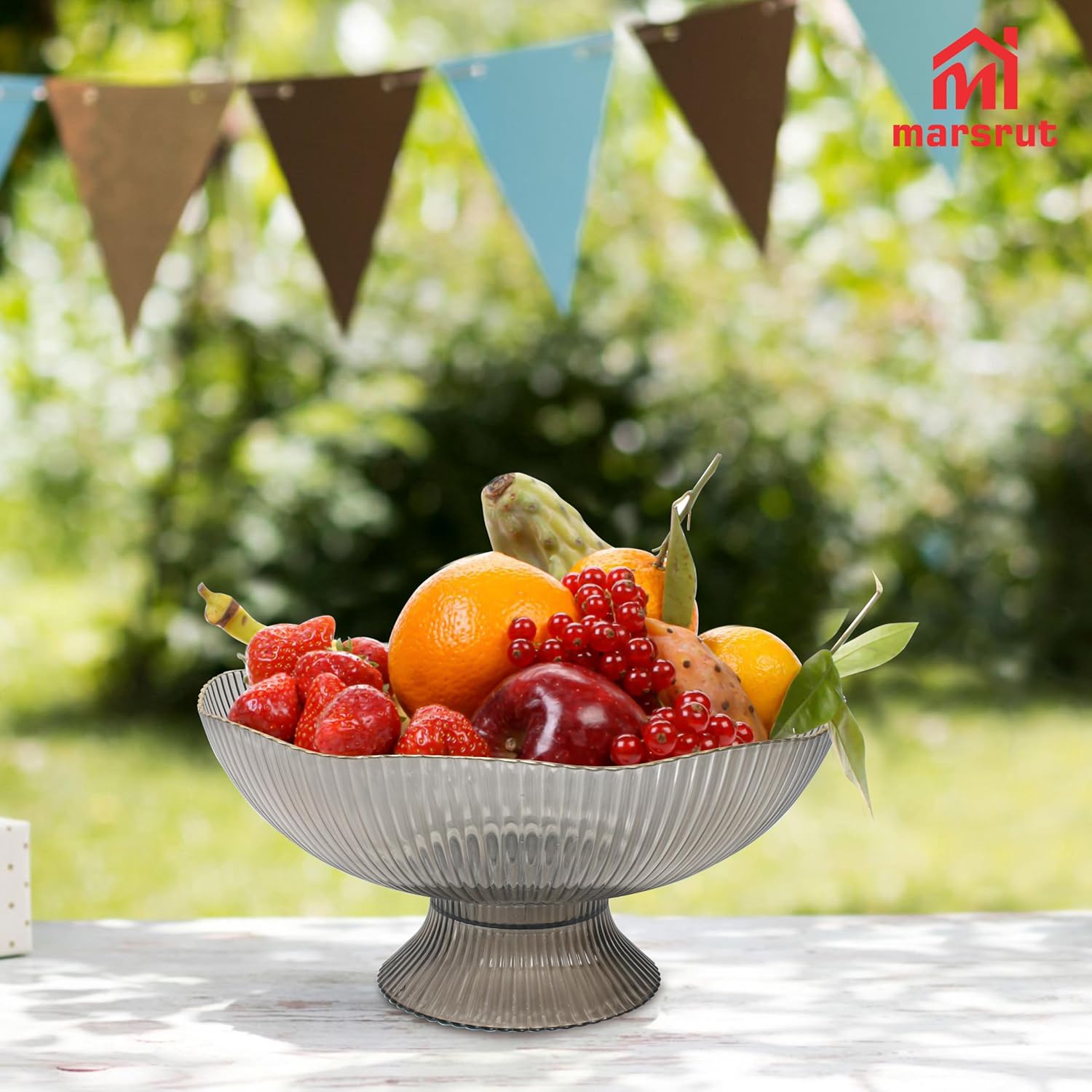 Marsrut Grey Plastic Vintage Fruit Bowl Storage Basket