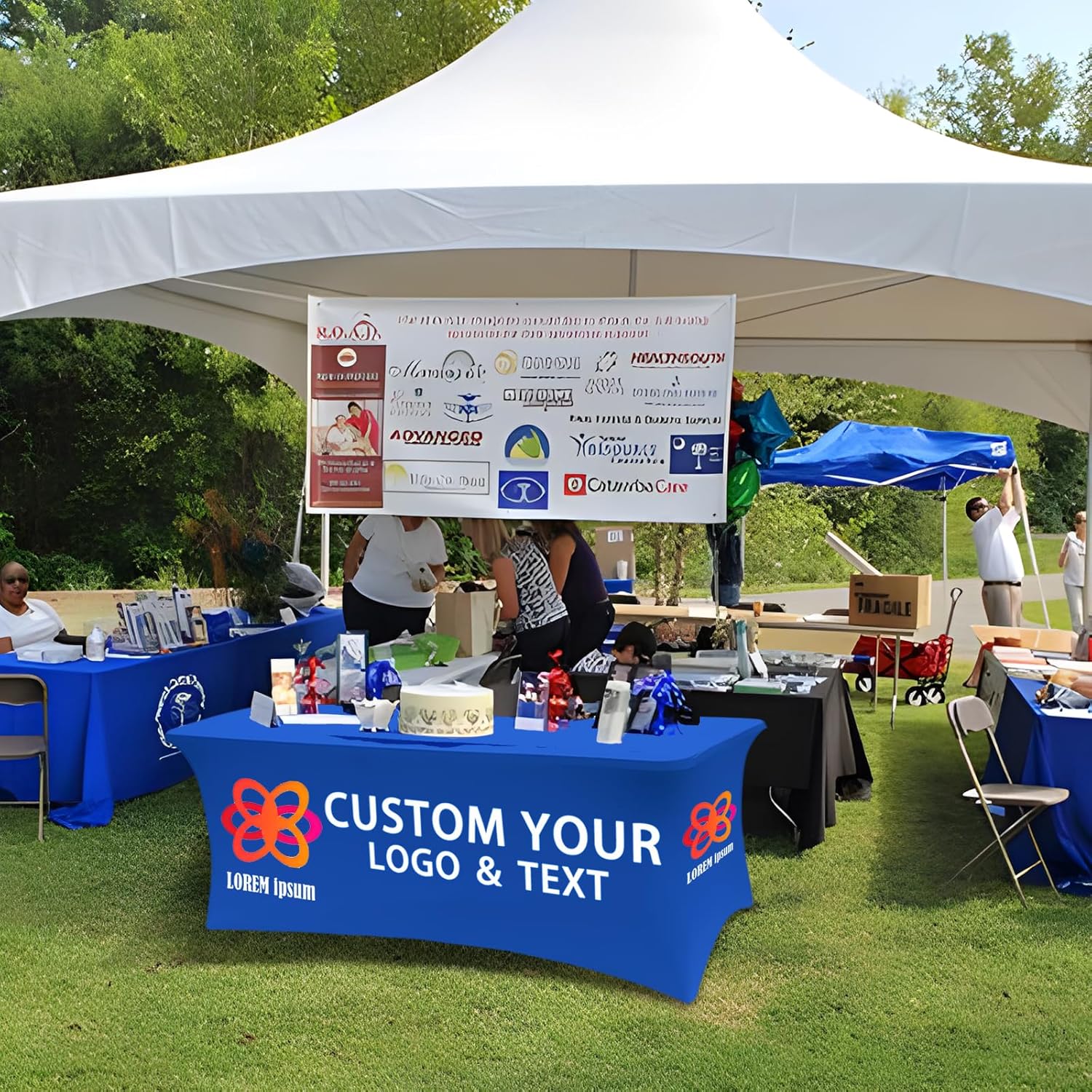 Customized Table Cloth with Logo 4FT Spandex Open Back