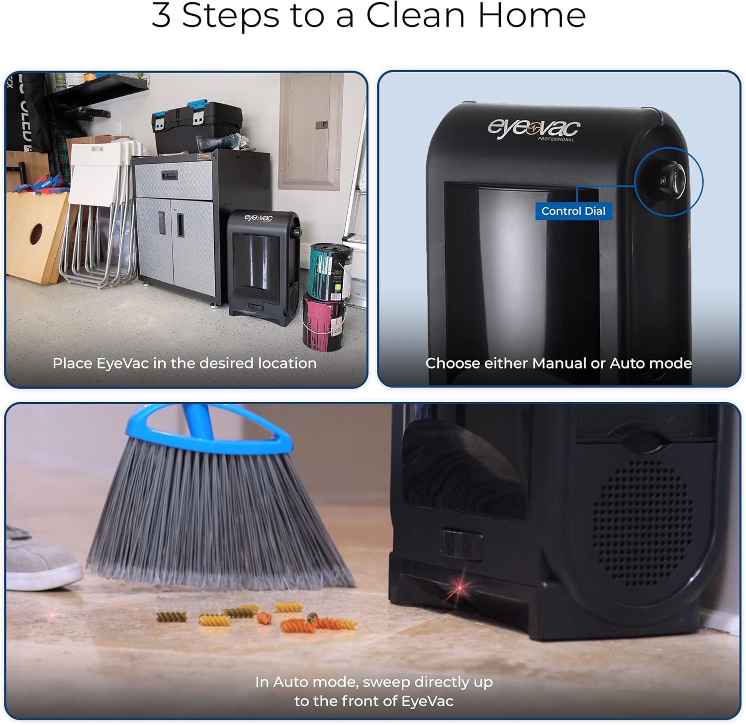 EyeVac Pro Touchless Vacuum - 1400 Watt Powerful Canister Black