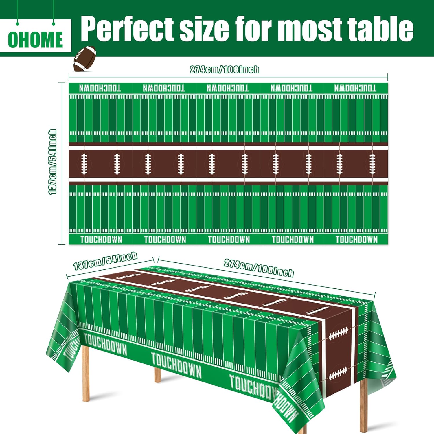 OHOME 2 Pack Superbowl Party Tablecloths 2026
