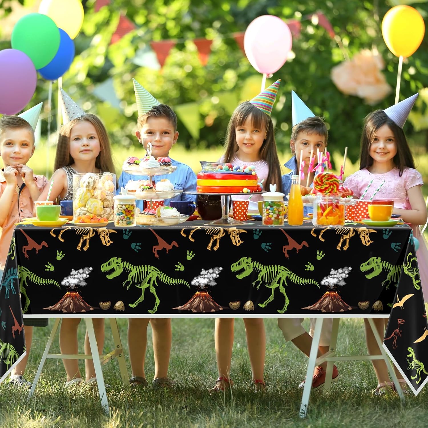 2 Pack Dinosaur Tablecloth 54x108 Inch Waterproof Dino Party Cover for Kids Boy Birthday Decorations