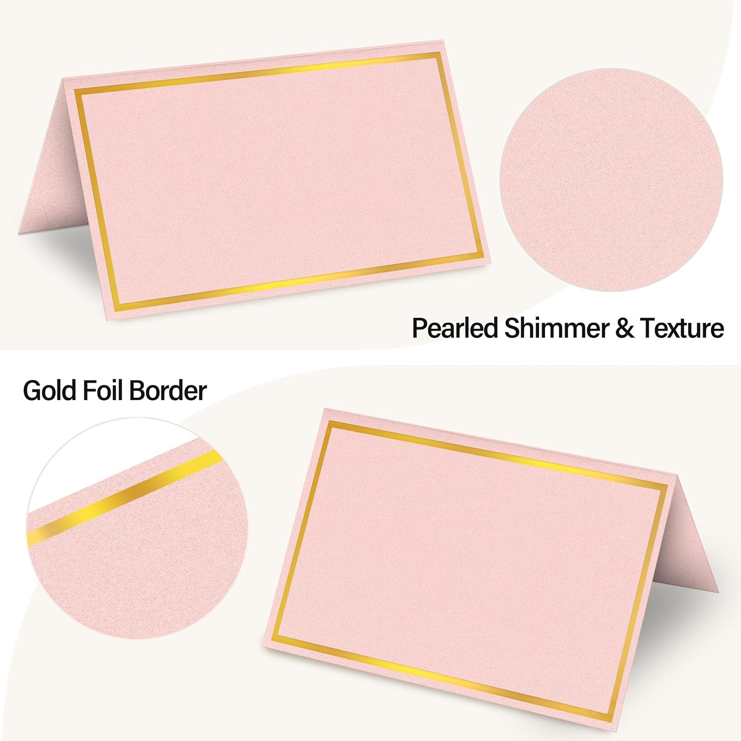 100 Pack Metallic Table Cards with Pearled Finish