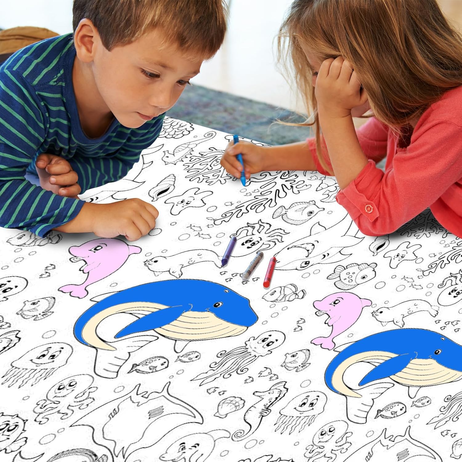 Ocean-Themed Giant Tablecloth for Kids 54x108 Inch