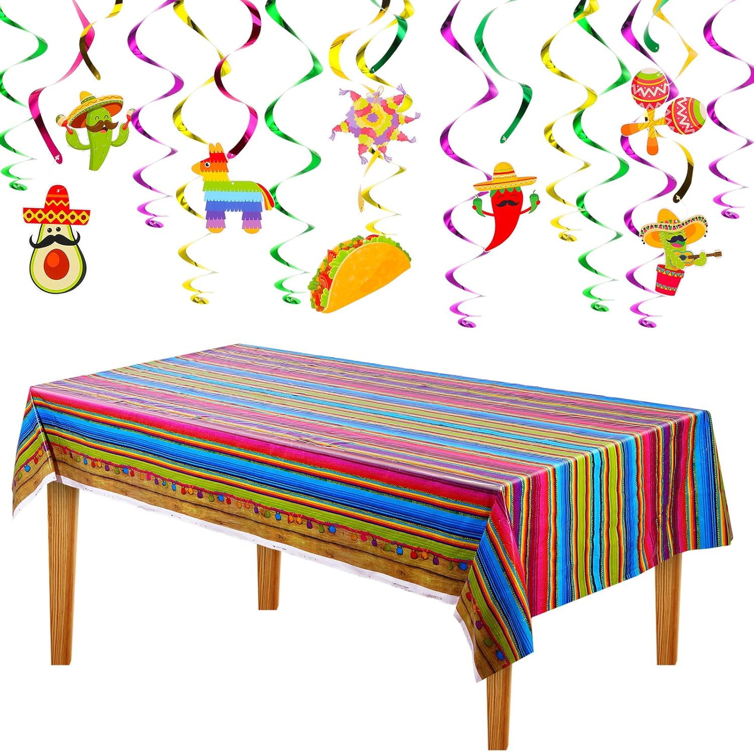 Boao Party Tablecloth with Foil Decorations 52x102 Inches