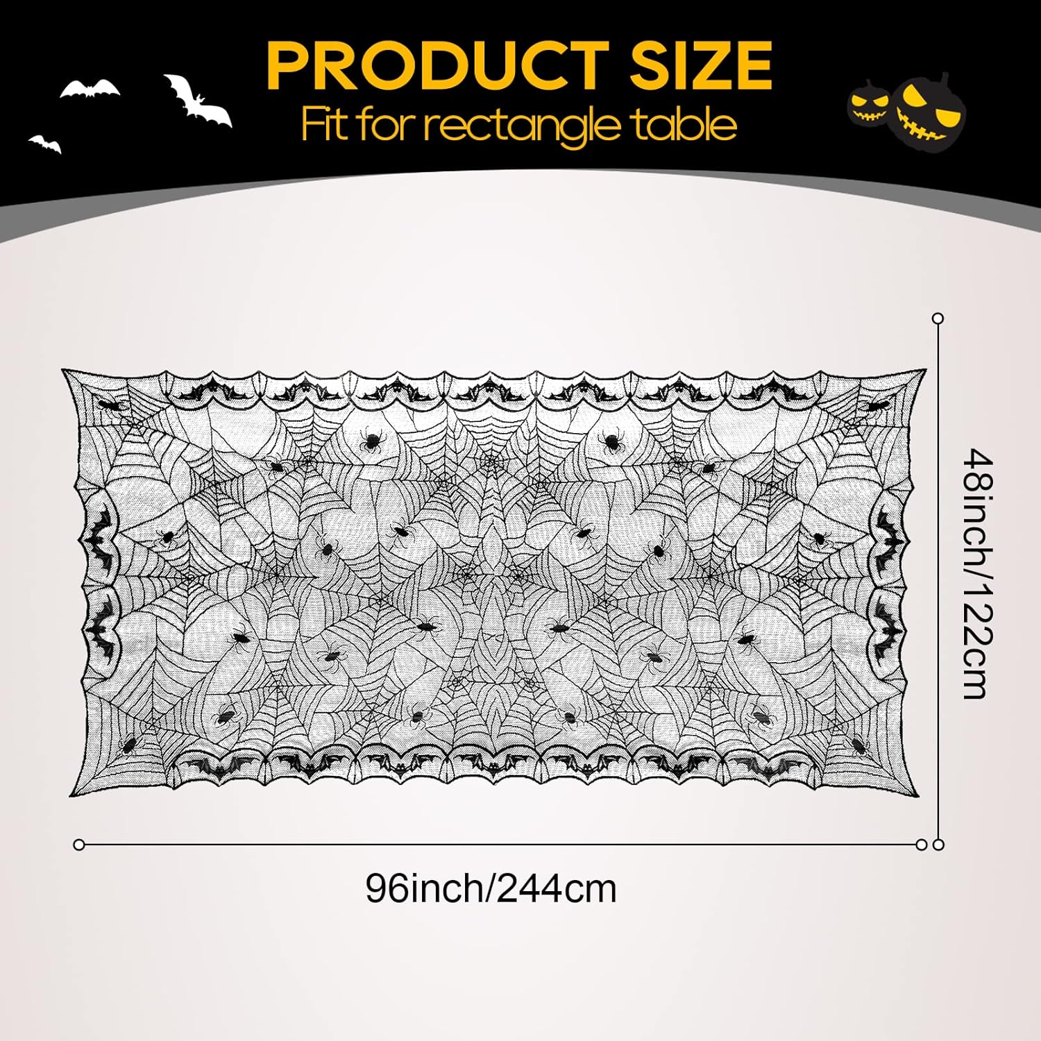 eZAKKA Halloween Table Cloth Black 48x96 Inch Rectangle