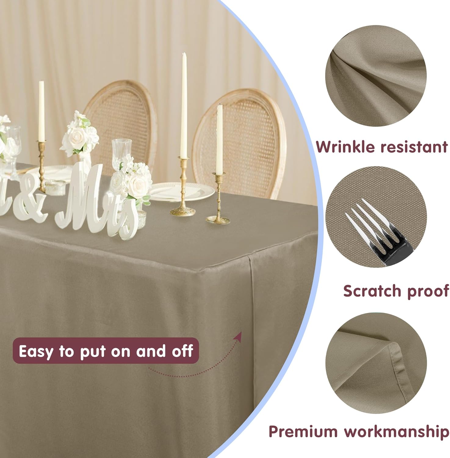 HolidayIdeas Fitted Taupe Table Covers 2 Pack