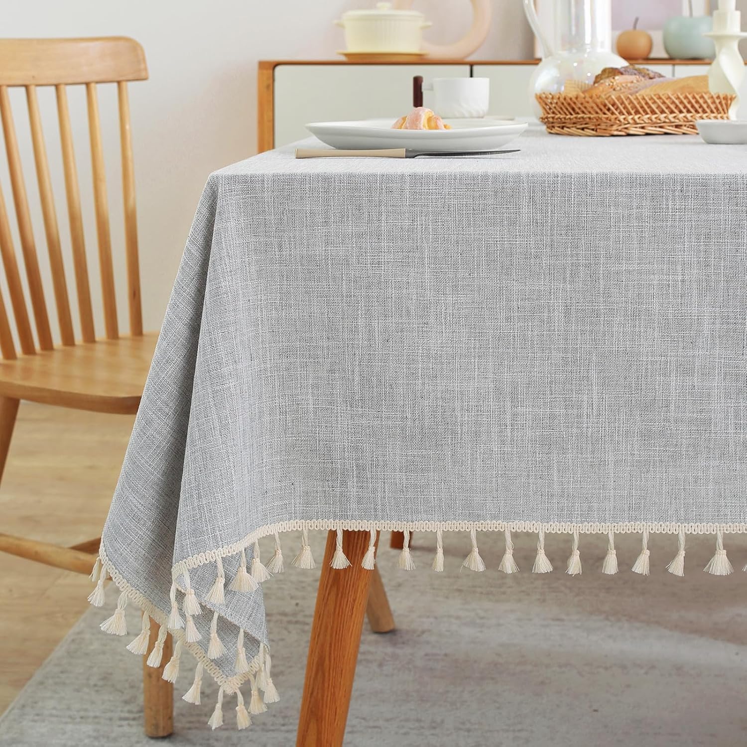 Laolitou Textured Tablecloth 55x75 Light Grey