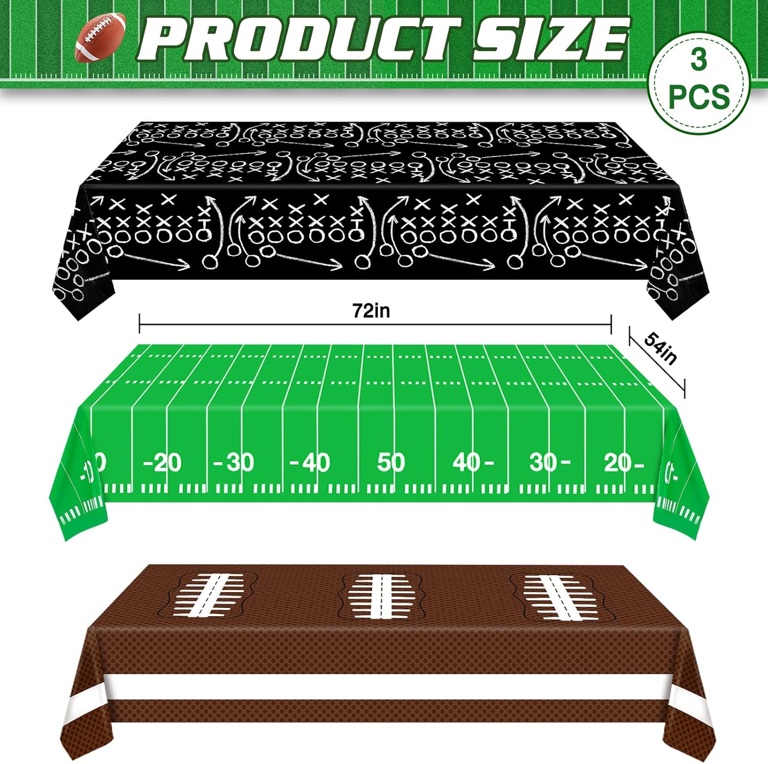 Esjay Football Tablecloths 3 Pack 54x72