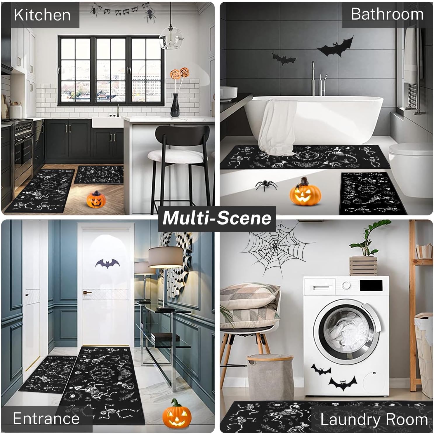 ArtSocket Halloween Kitchen Rugs and Mats Set of 2