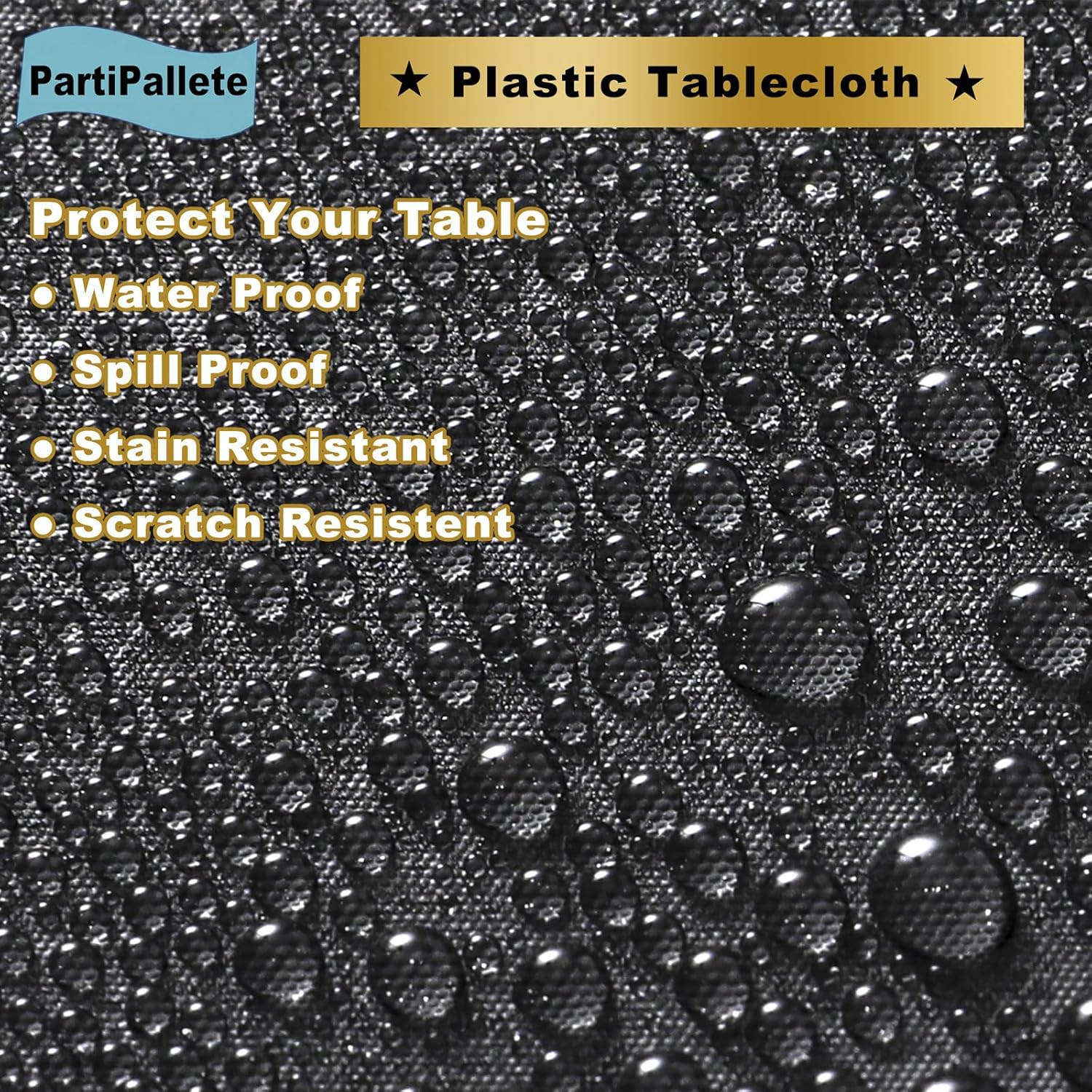 3-Pack Premium Plastic Black Tablecloth for Party Events
