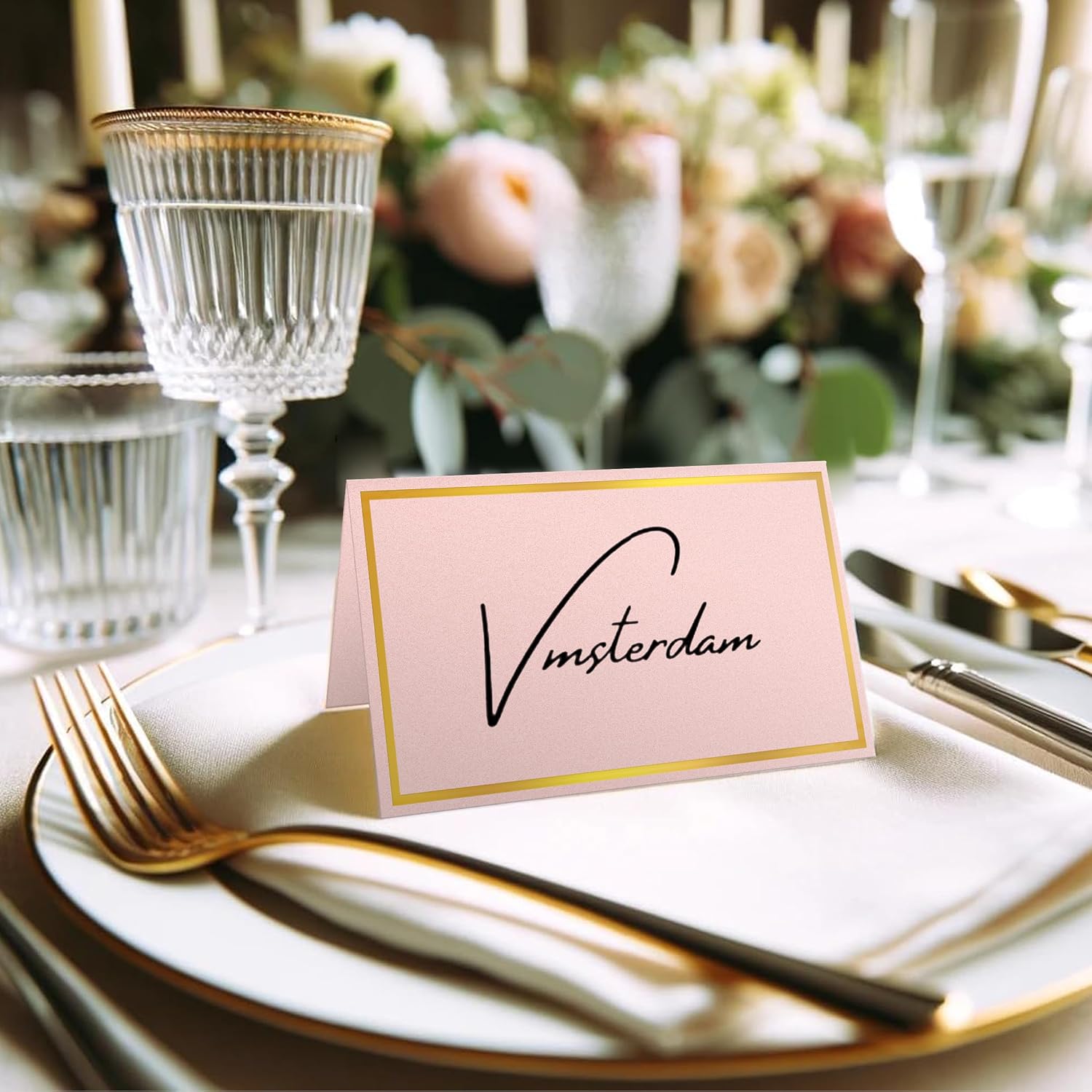 100 Pack Metallic Table Cards with Pearled Finish