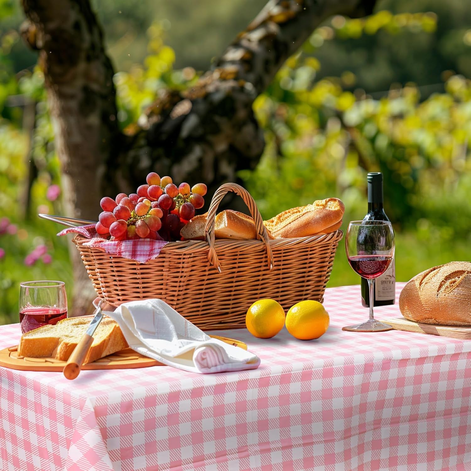 3 Pack Pink Gingham Tablecloths for Parties
