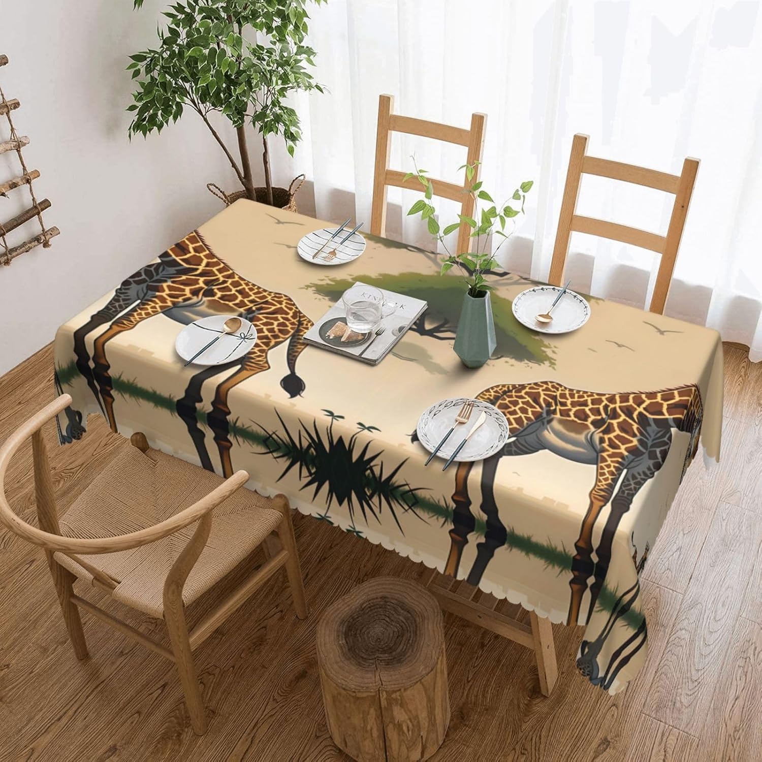 Mother and Child Giraffe Square Tablecloths 54 X 72 Inches