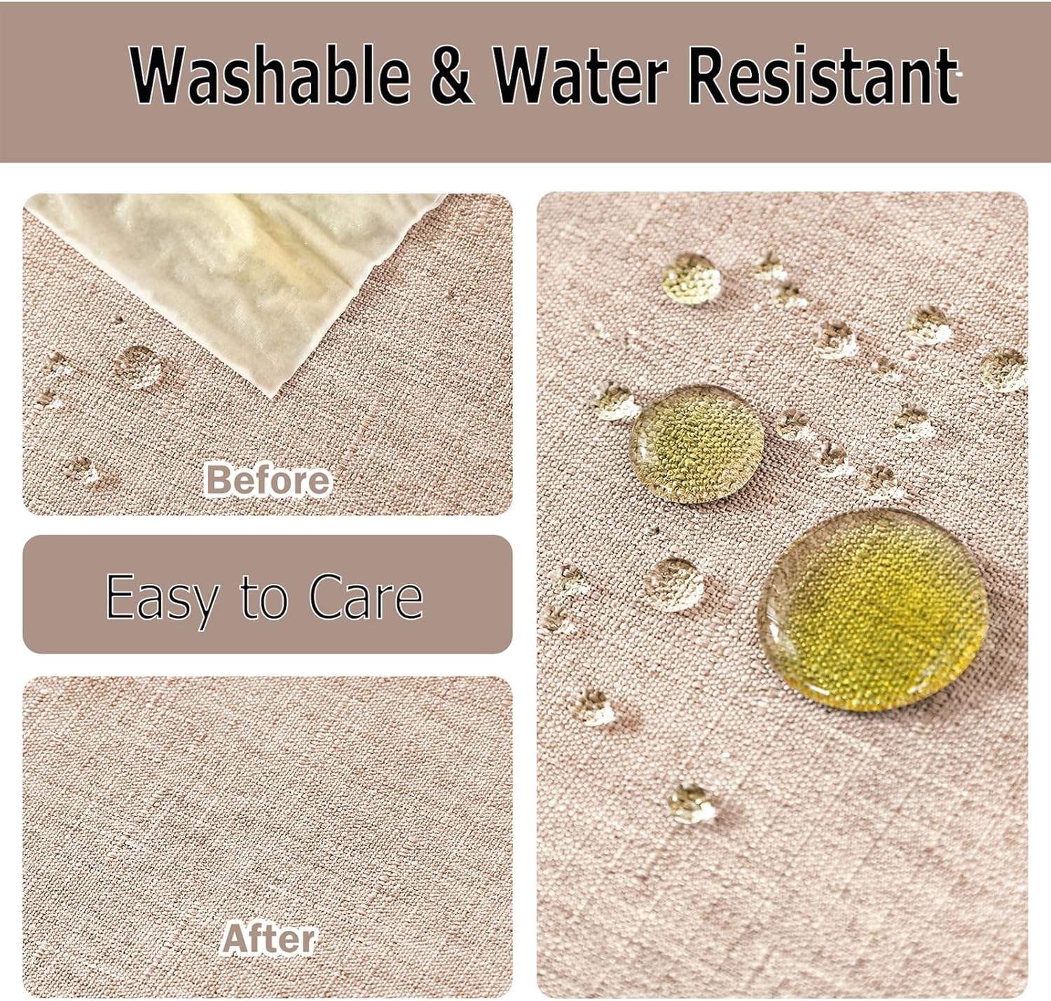 AUSSPVOCT Textured Linen Tablecloth 60x84 Water Resistant