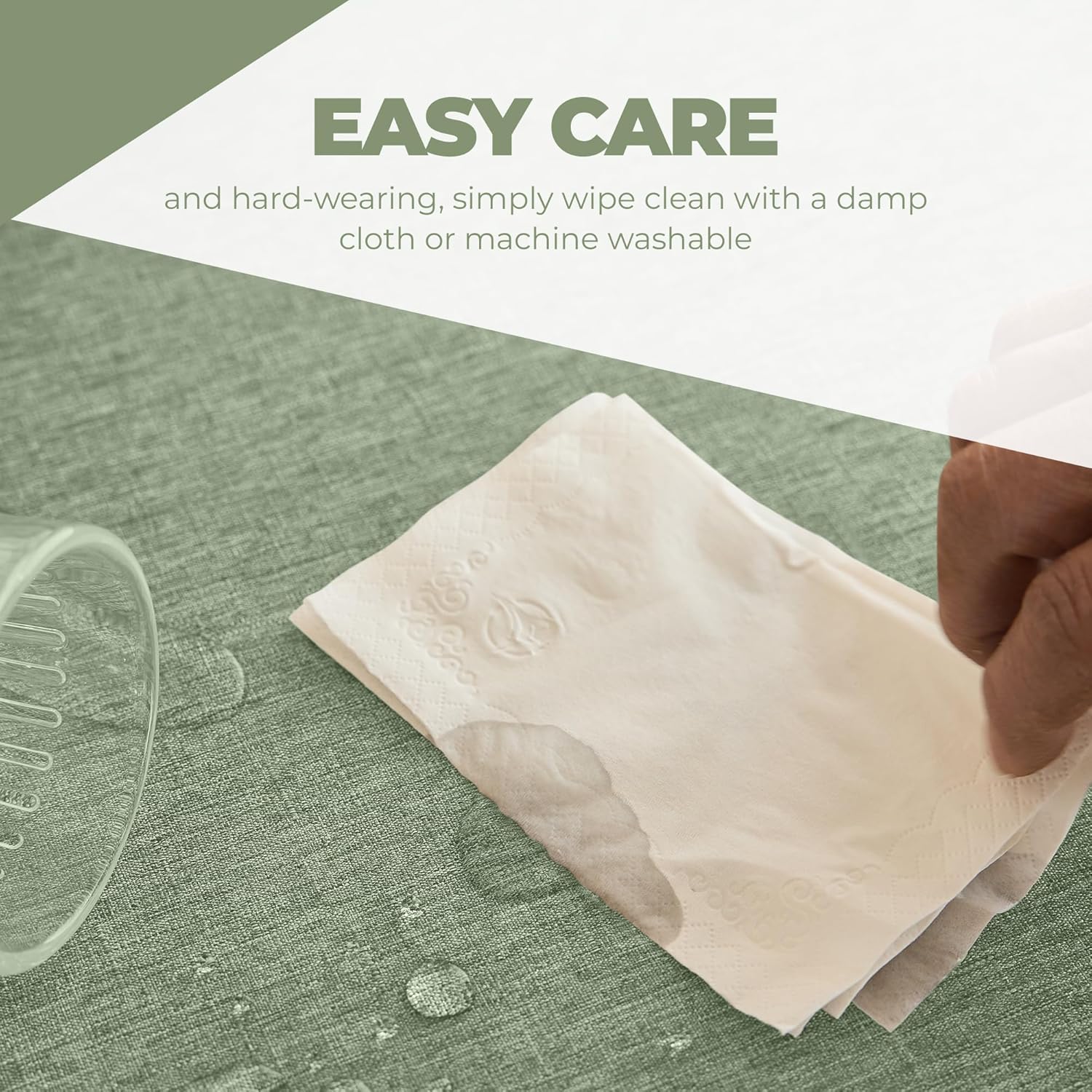 Sage Green Rectangle Waterproof Tablecloth for 4-6 Seats