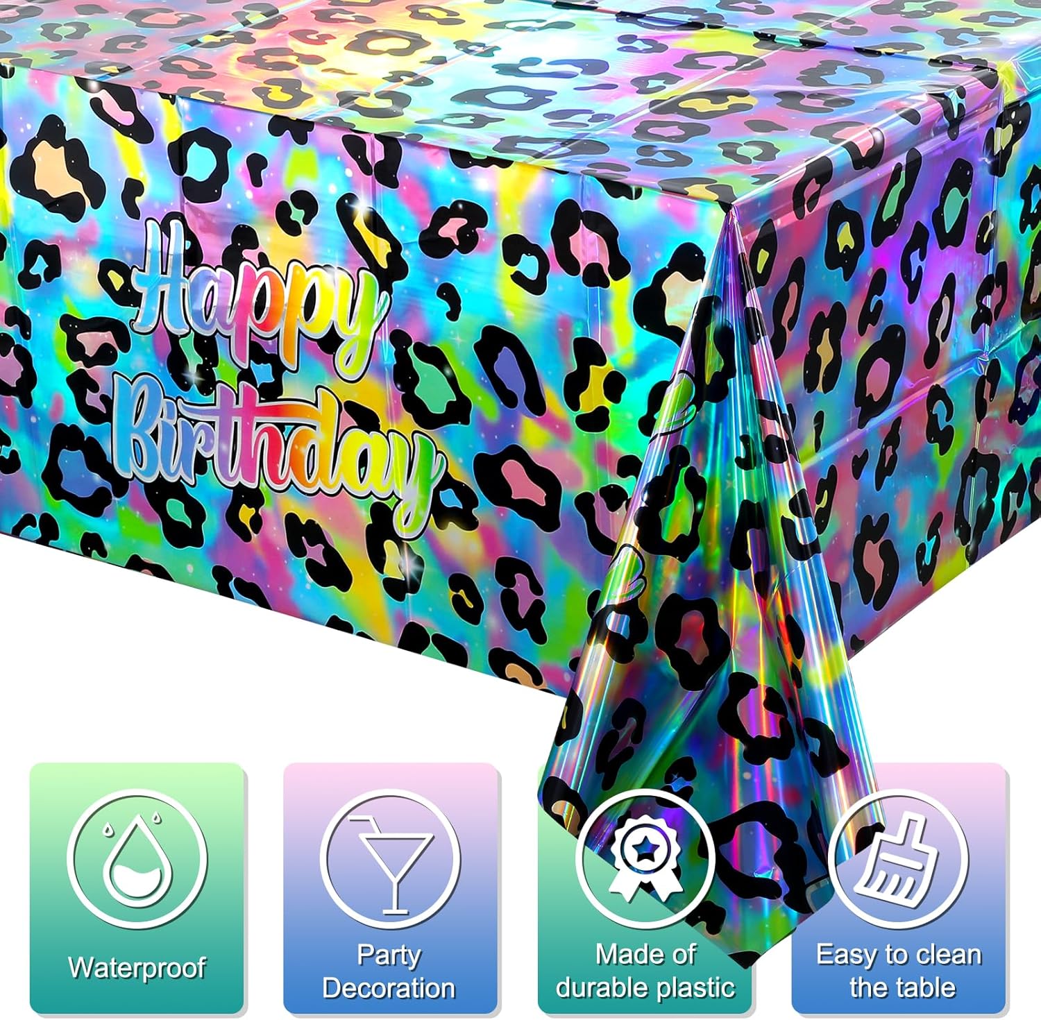 3 Pack Cheetah Print Tablecloth for Birthday Party