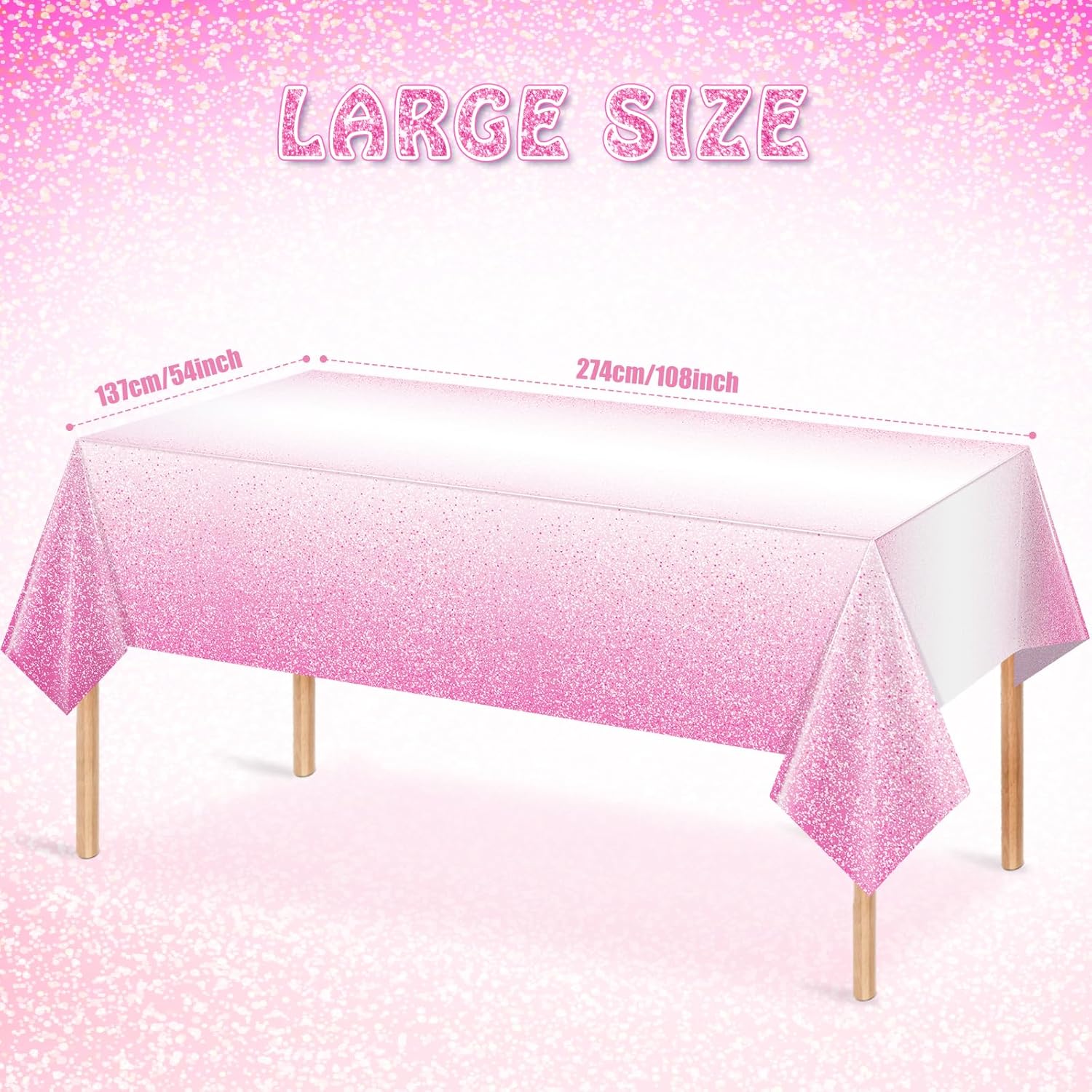 FunnyPars 3 Pack Ombre Pink Tablecloths for Parties