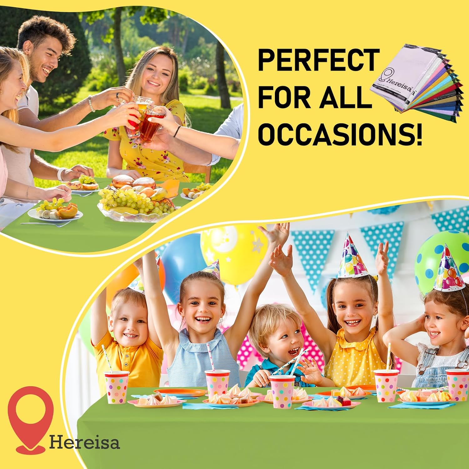 Lime Green Plastic Tablecloths 2 Pack for Parties