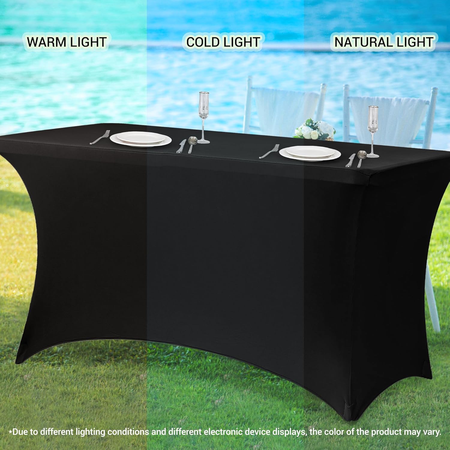 Obstal 6 Pack Stretch Spandex Table Covers for 6 Foot Tables