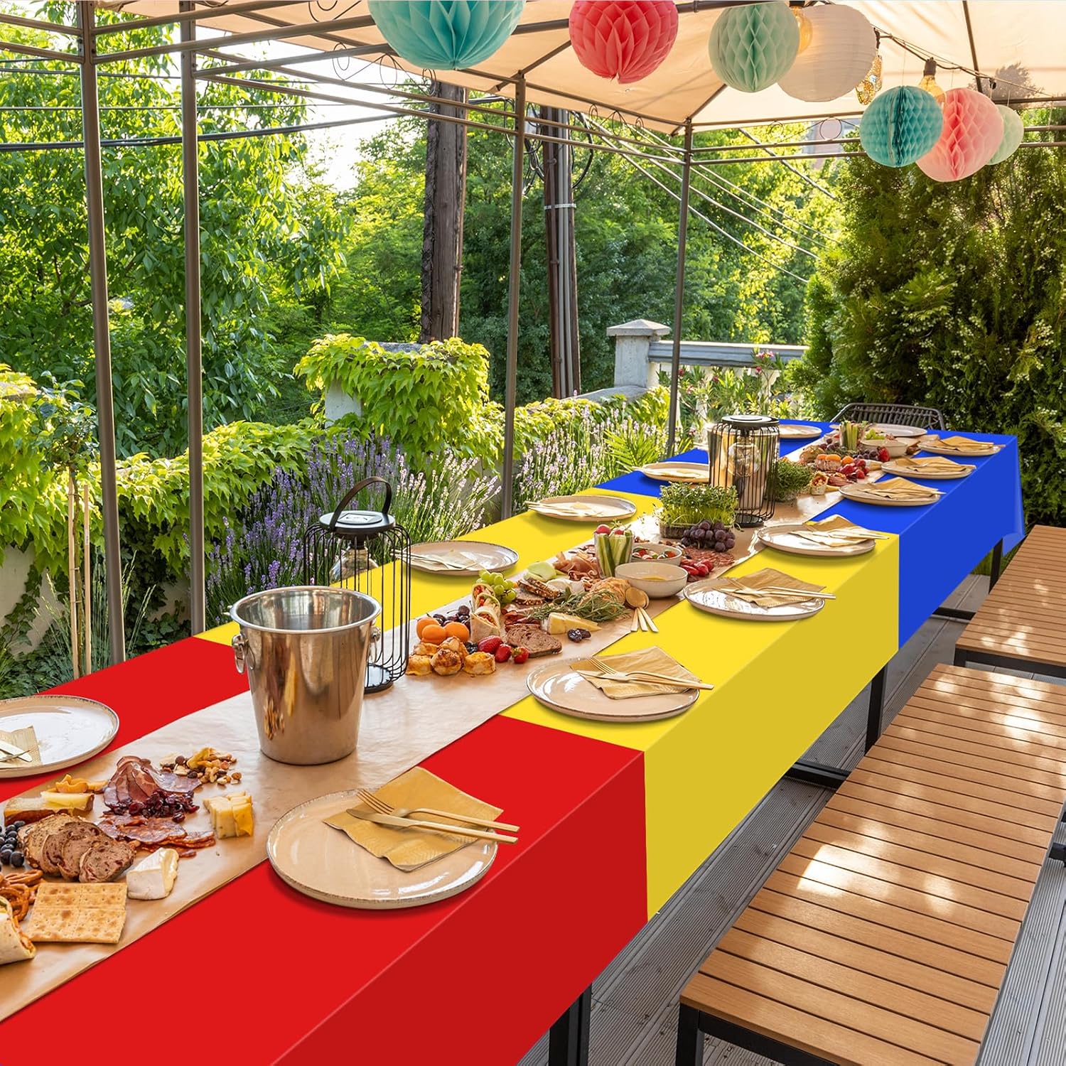 12 Pack Rainbow Color Tablecloths for Events