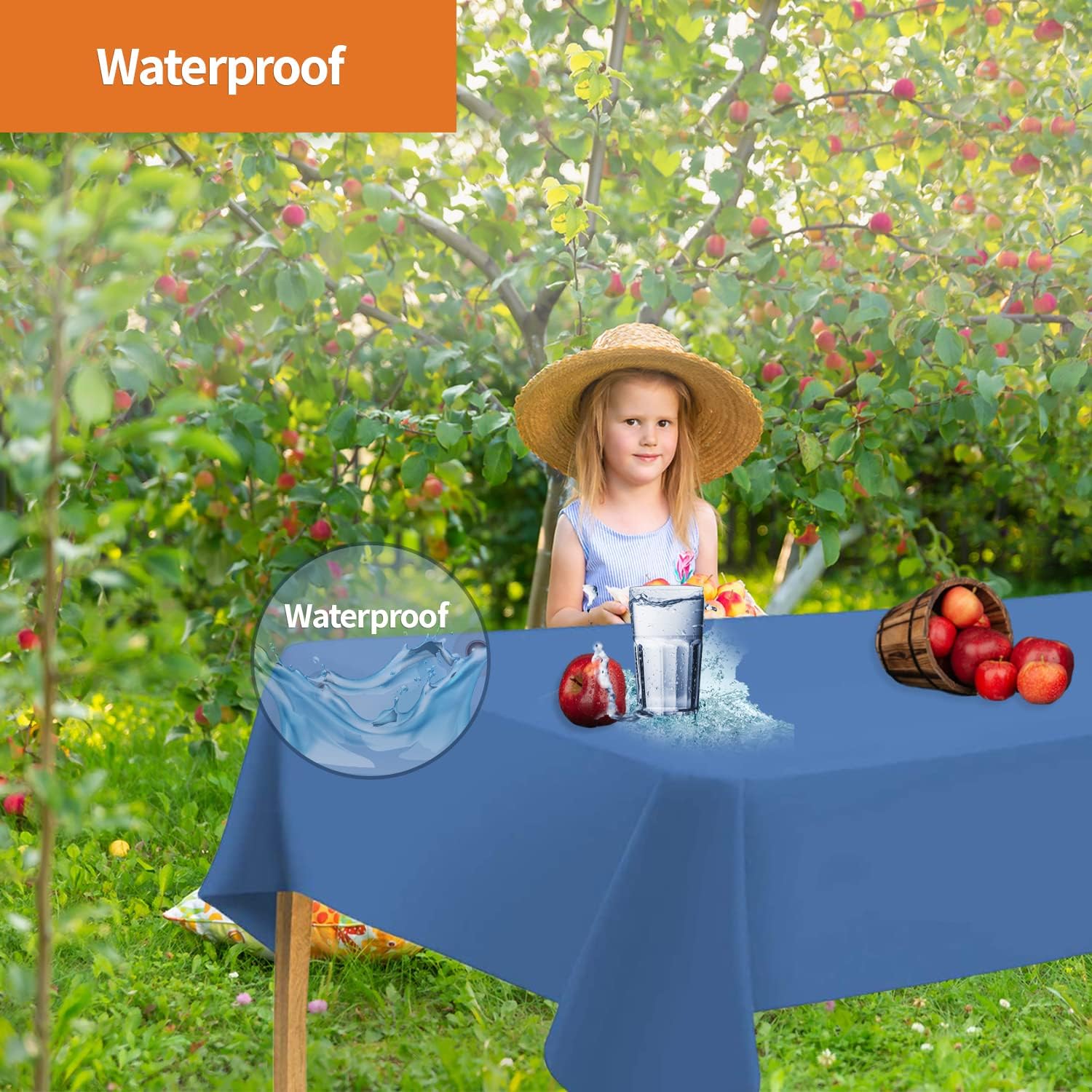 Blue Disposable Plastic Tablecloth for Rectangle Tables 12 Pack