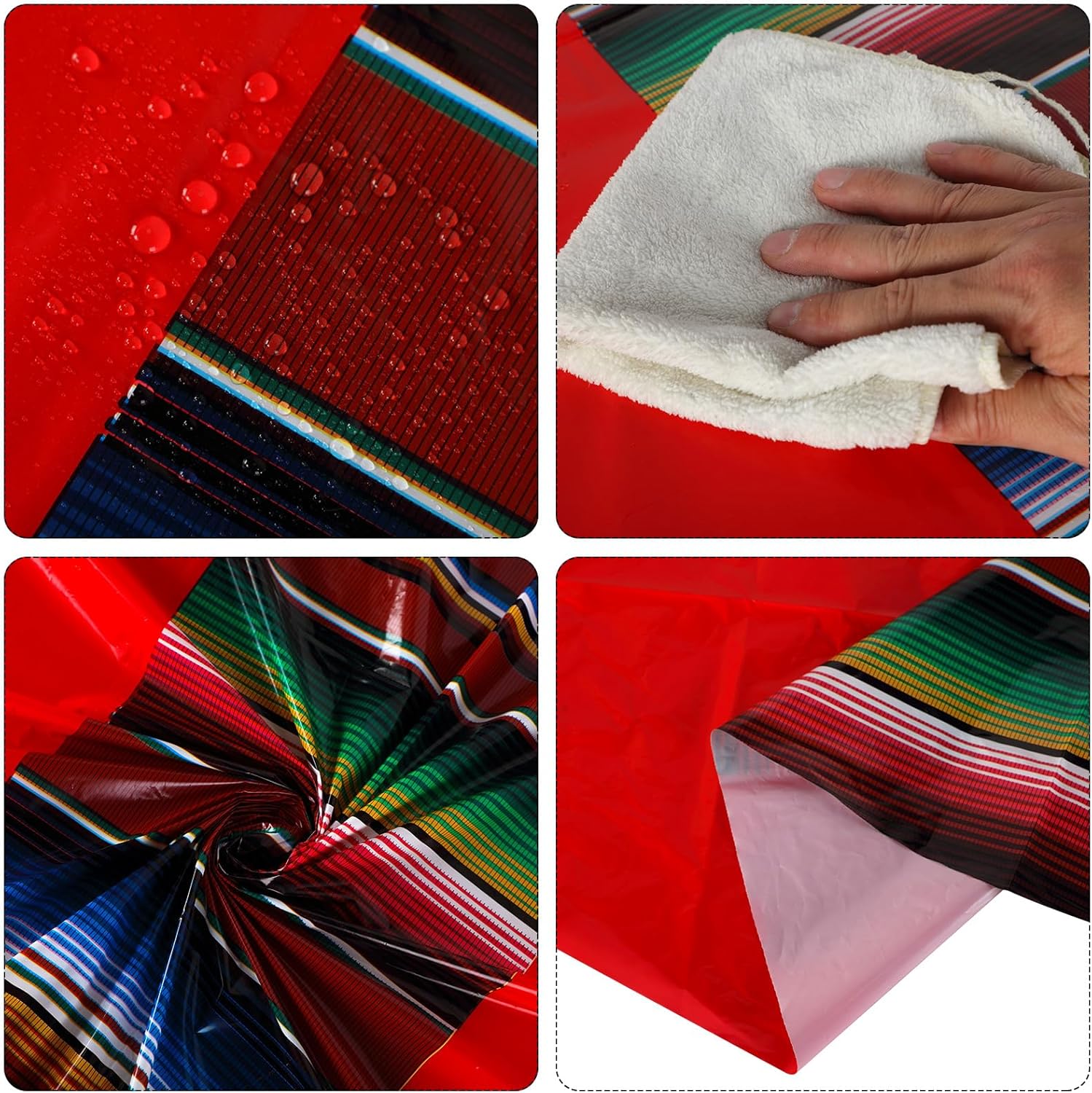 Oudain 6 Pcs Mexican Fiesta Tablecloth 84 Inch