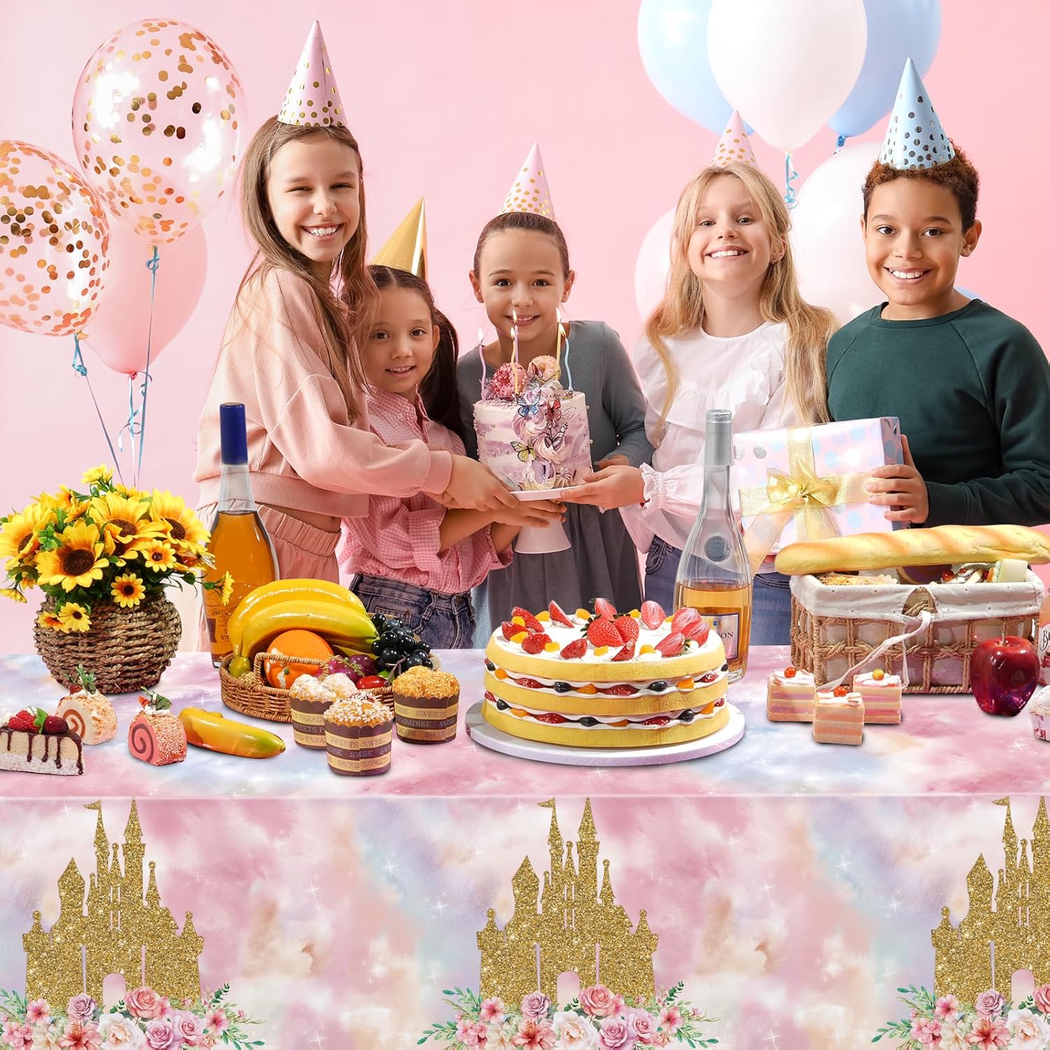 6 Pack Princess Tablecloths for Birthday Decorations