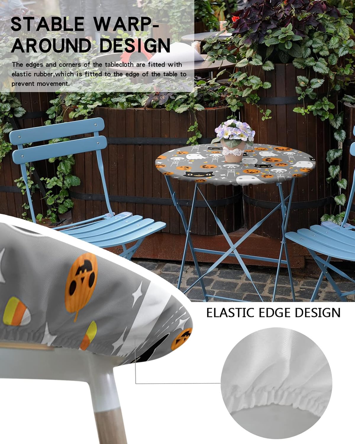 Halloween Fitted Round Tablecloth with Elastic Edge