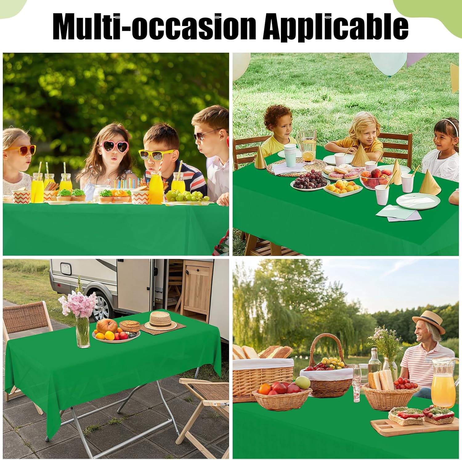 Smiry Disposable Table Cloth 12 Pack Waterproof Rectangle Green