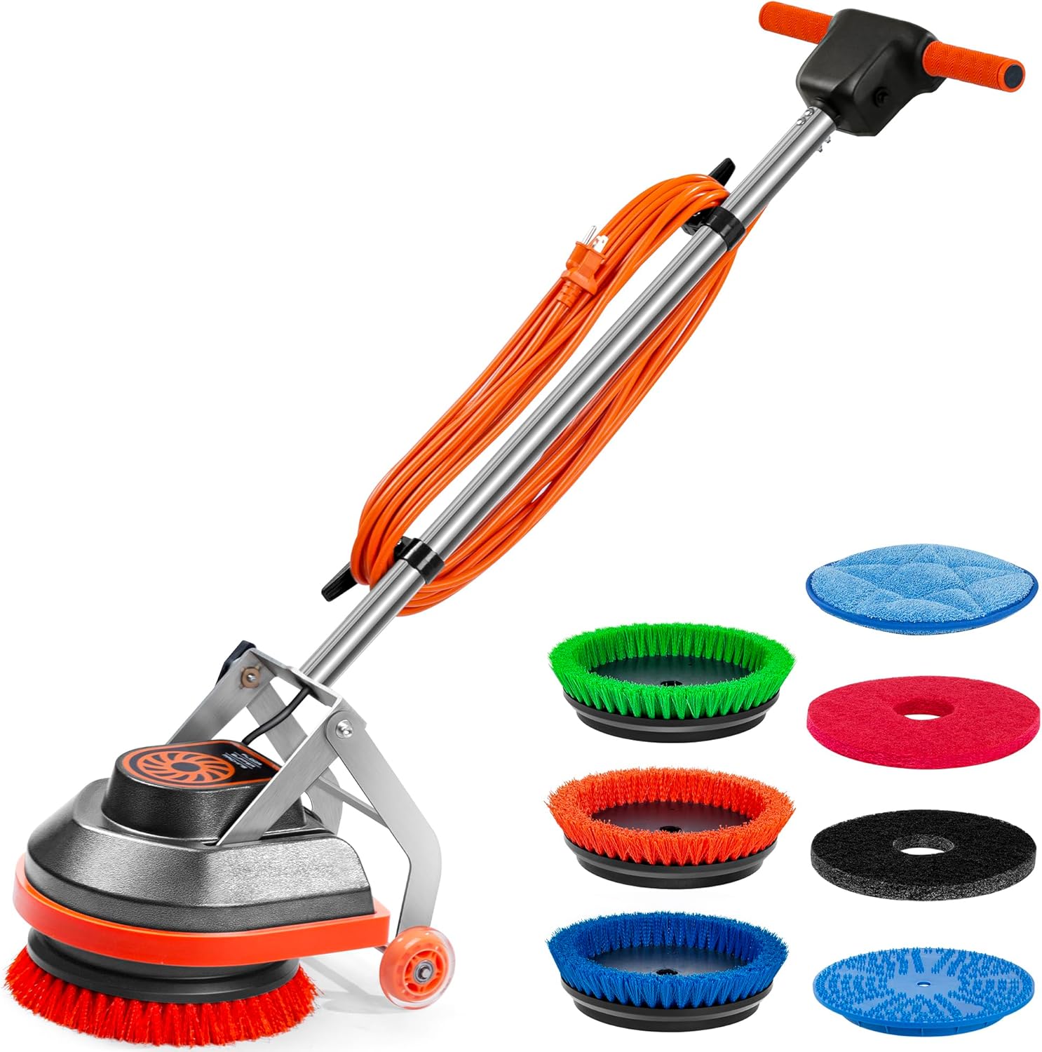 Commercial Floor Scrubber Machine with Brushes and Pads