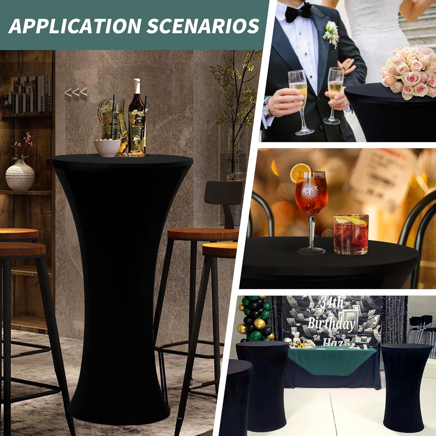 Wolkemer 4PCS Round Cocktail Table Cover