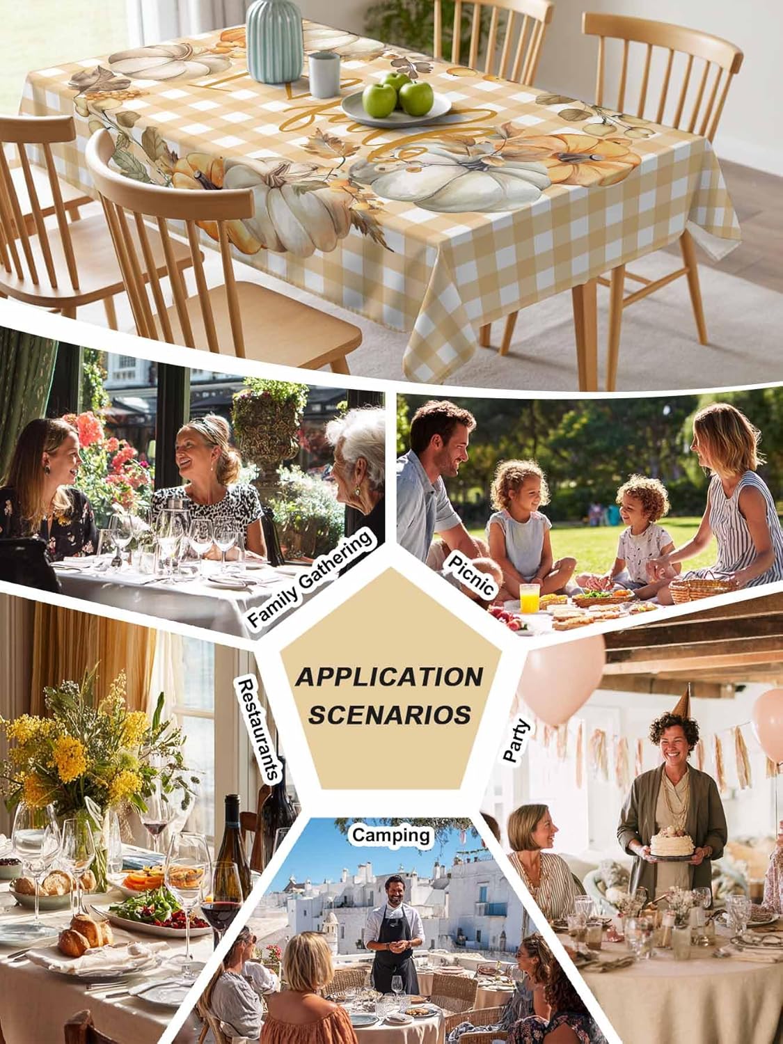 IDOWMAT Rectangle Table Cloth 60x102 Inch Waterproof Oil Proof for Thanksgiving and Fall Parties