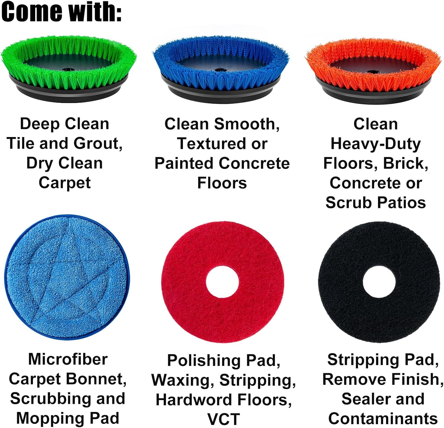 HHQ Heavy Duty Floor Scrubber with Brushes Pads and 50-Foot Cord