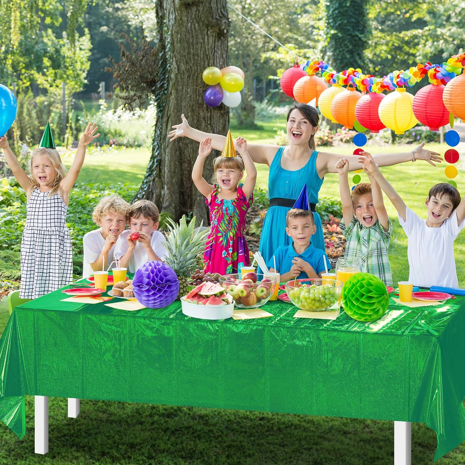 4 Pcs Iridescent Green Tablecloth Party Decorations