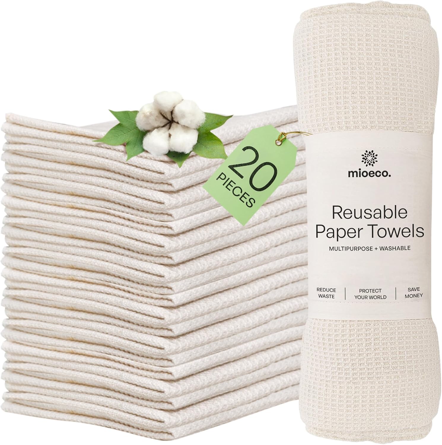 20 Pack Reusable Paper Towels - Eco Friendly - Thick Strong Dish Cloths