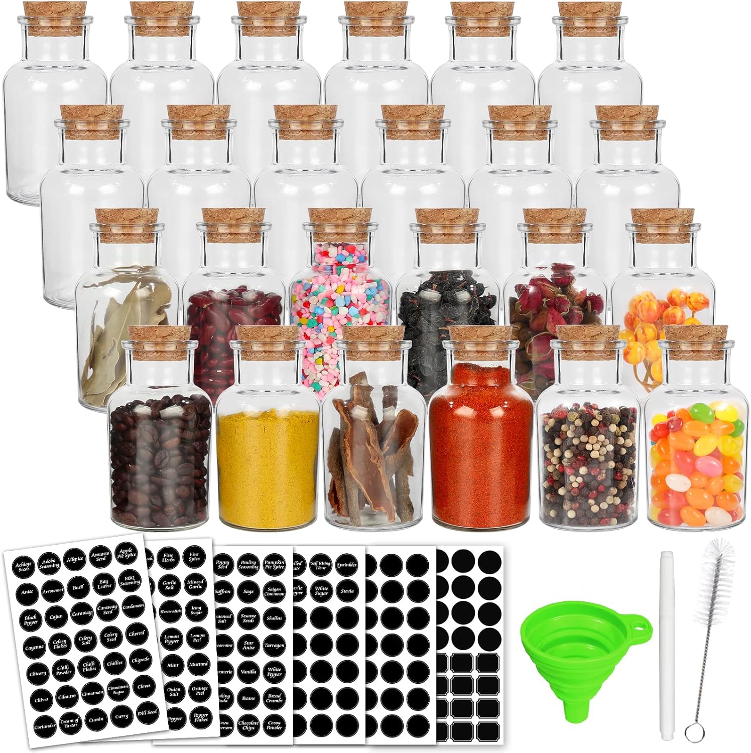 Keketin 24-Pack Clear Glass Jars with Cork Lids