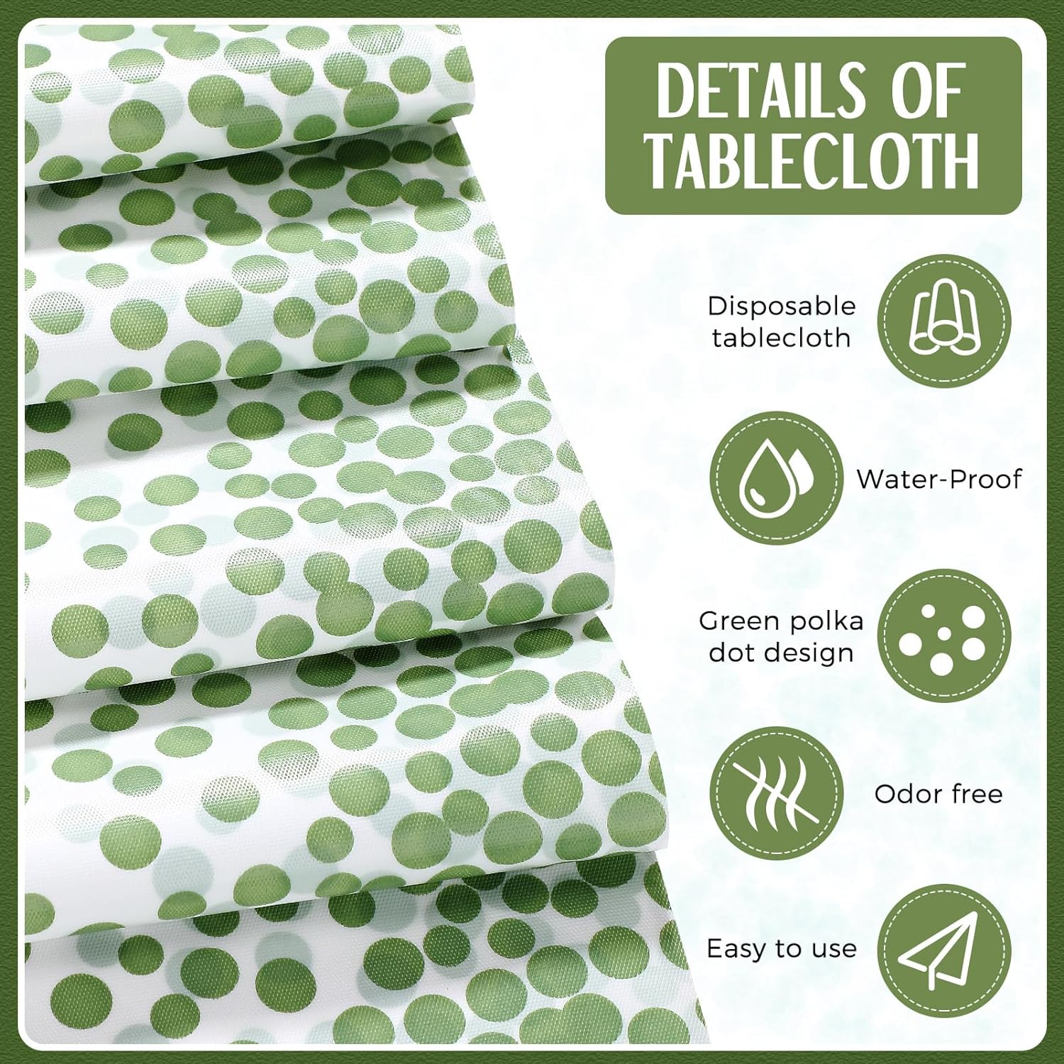 Breling 8 Pack White Sage Green Tablecloths and Table Runner Set