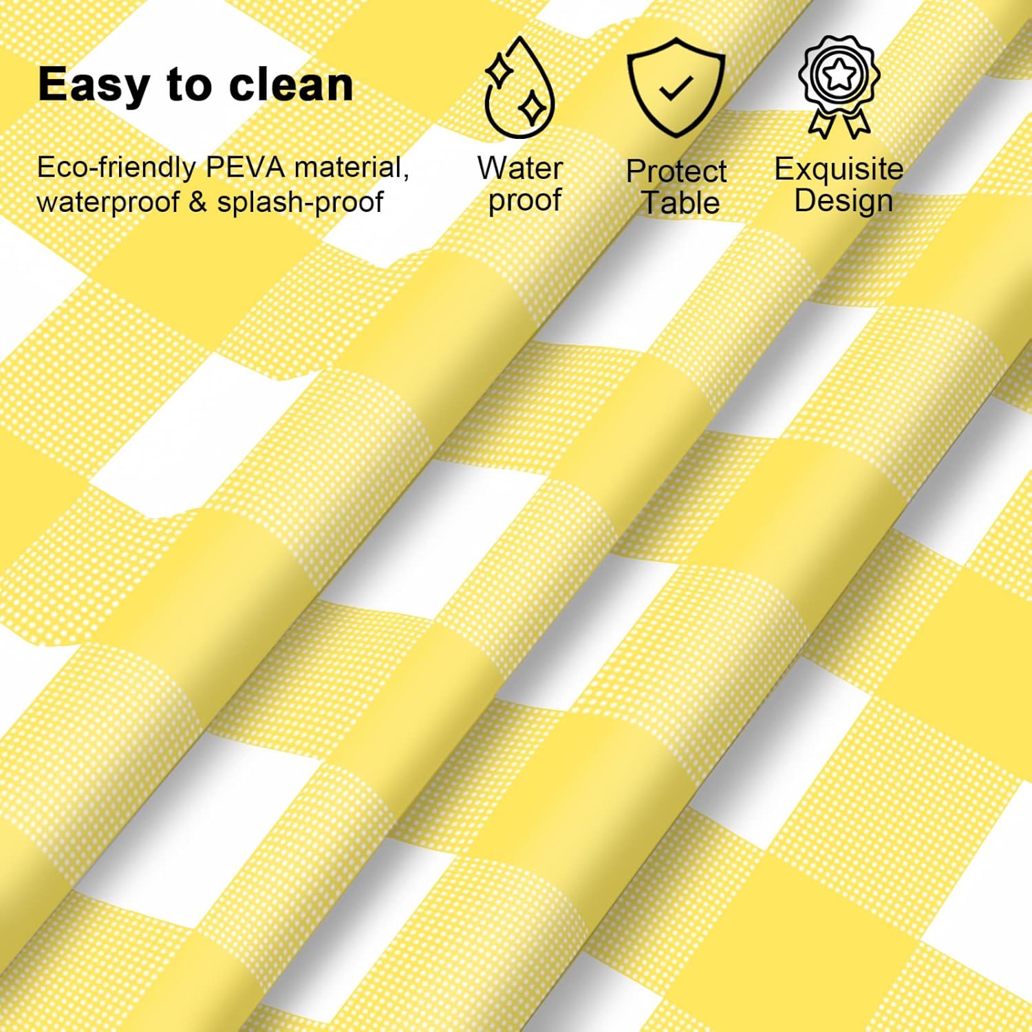 4 Pcs Yellow Checkered Tablecloth 54x108 Inches Rectangle Gingham Table Cover for Outdoor Picnic and Birthday Party