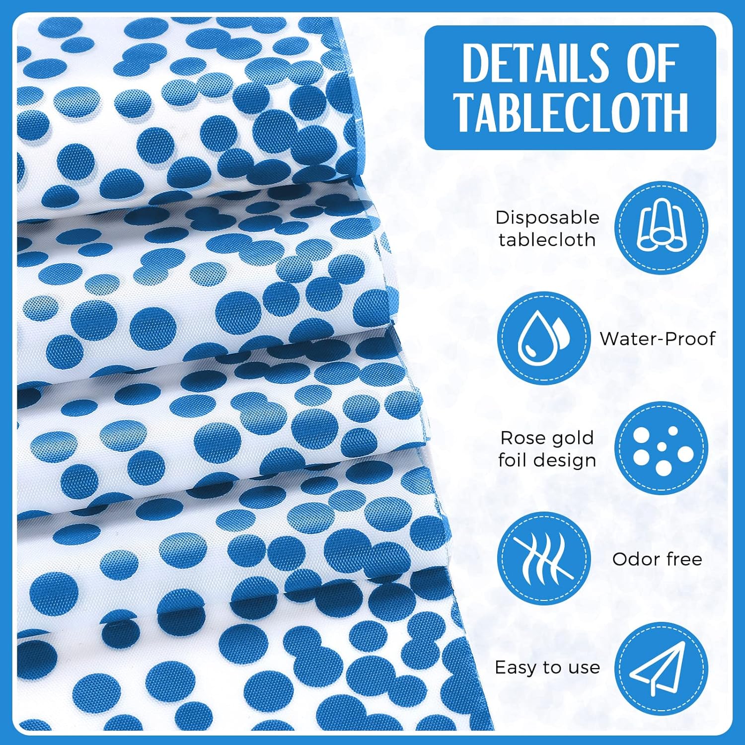 Breling 8 Pack Winter Baby Blue and White Tablecloths and Satin Table Runners Set