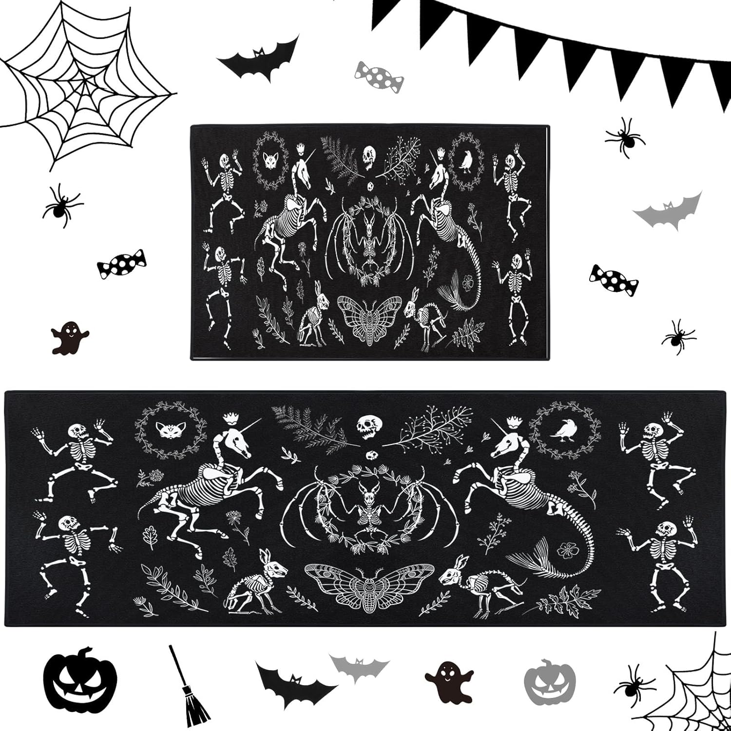 ArtSocket Halloween Kitchen Rugs and Mats Set of 2