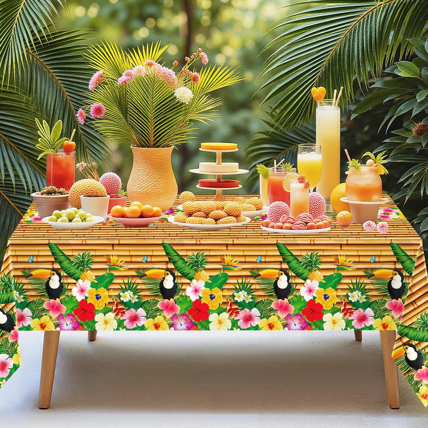 4 Pack Hawaiian Luau Tablecloths 54 x 108 Inches