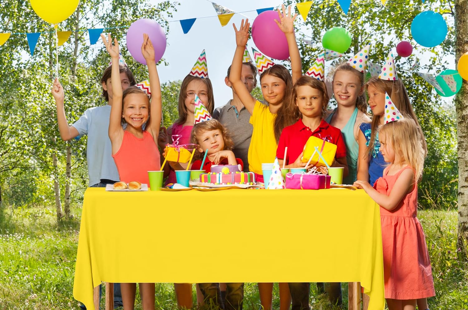 14 Packs Rainbow Plastic Tablecloths for Parties