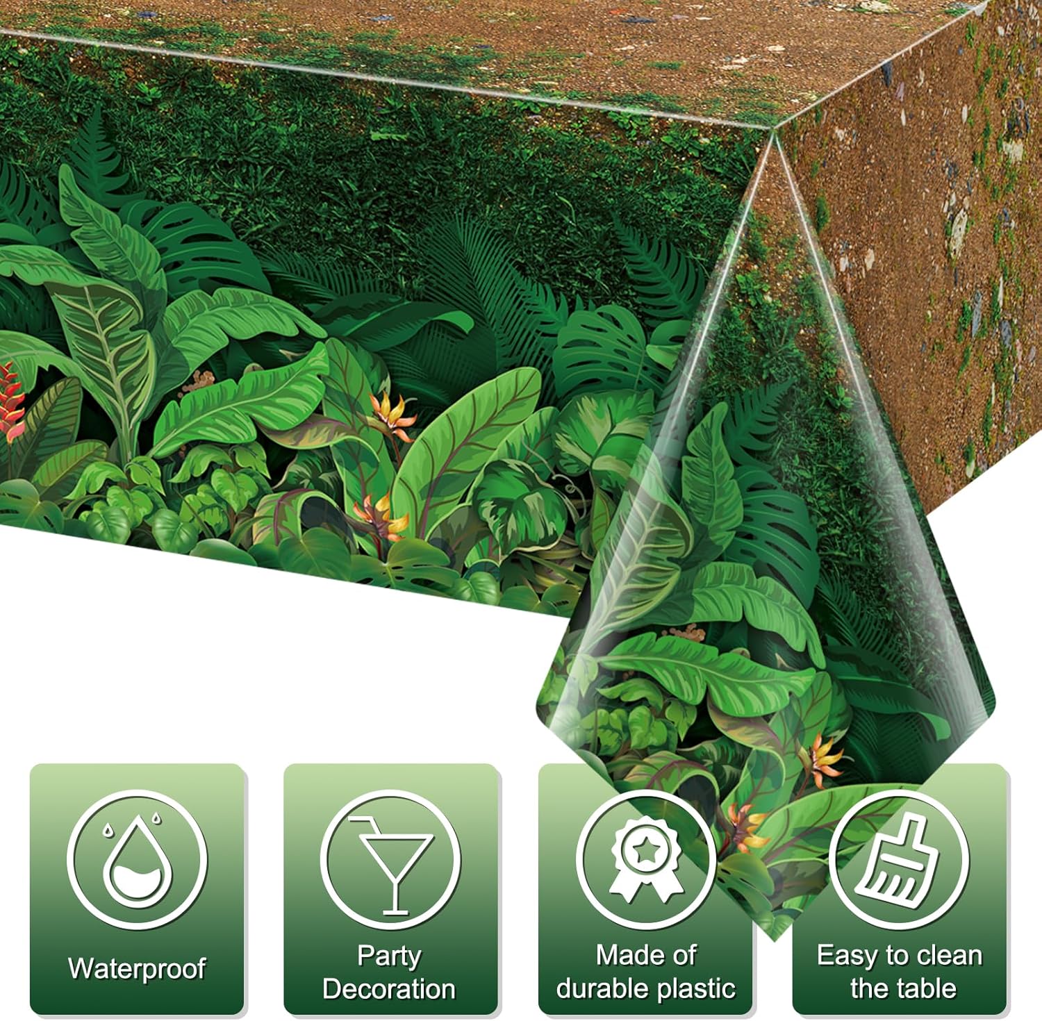 3Pcs Forest Path Plastic Tablecloths for Jungle Themed Parties